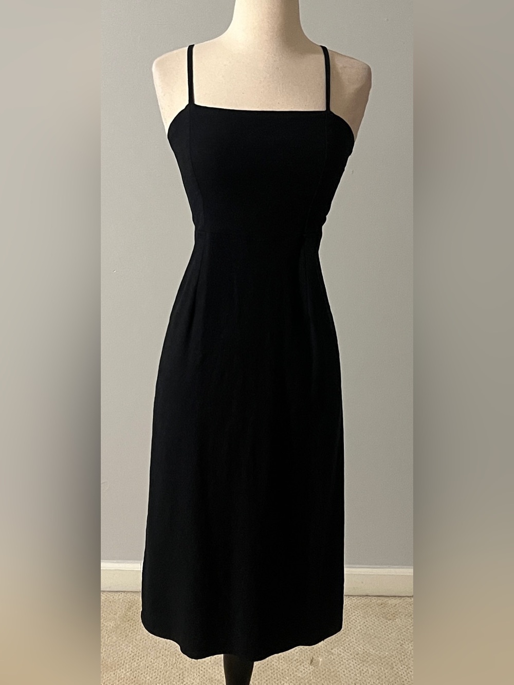 Wild Fable Black Linen Blend Lace-Up Open Back Midi Dress Size 6